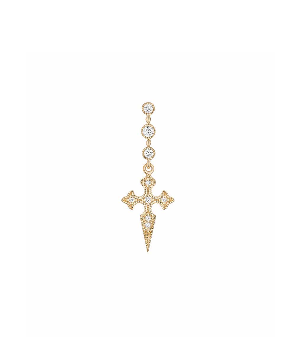Boucle d'oreille Blood Diamonds or jaune et diamants Stone Paris