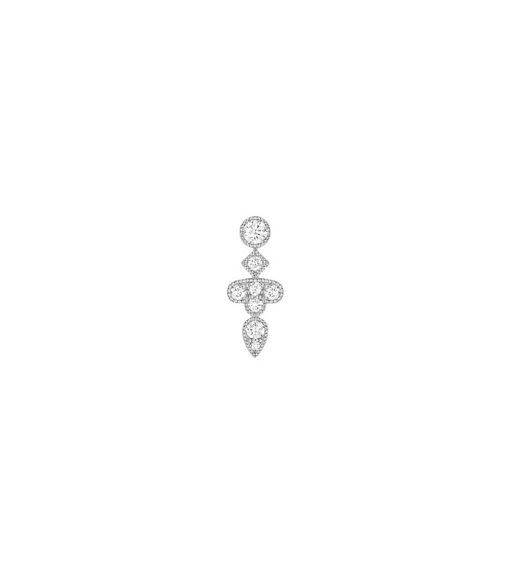 Boucle d'oreille Crush Or blanc et Diamants Stone Paris