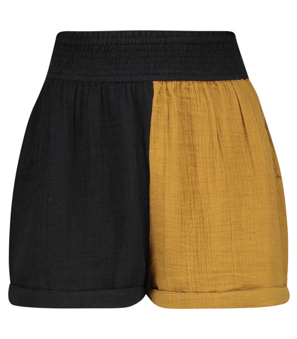 Short paperbag Adrian gaze de coton Black/Masala Anaak