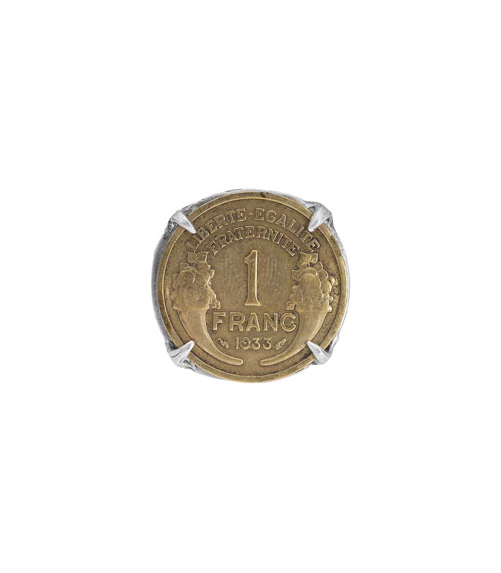 Bague pièce 1 Franc argent Roc Paris