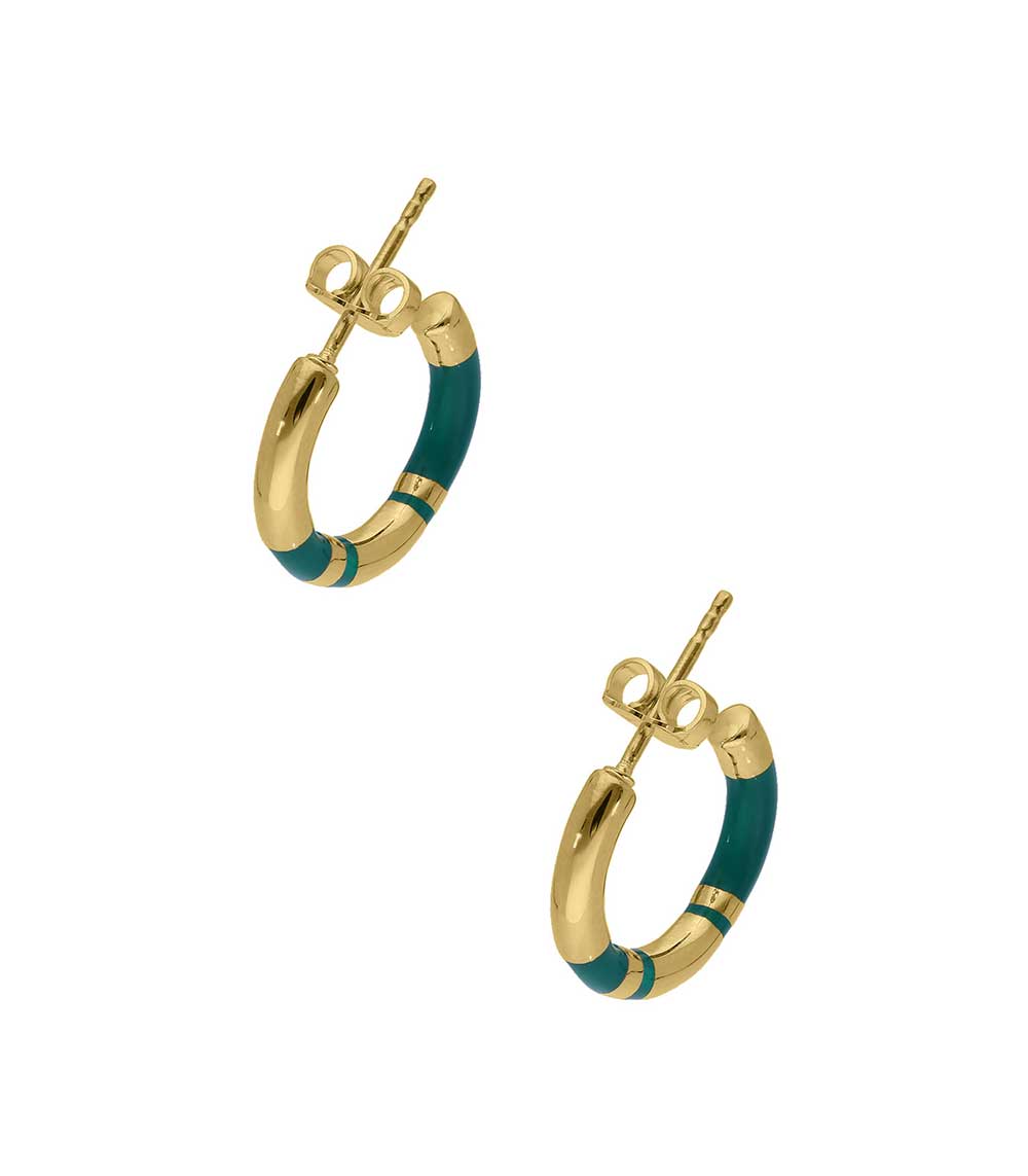 Mini Créoles Positano à rayures Emeraude Aurélie Bidermann