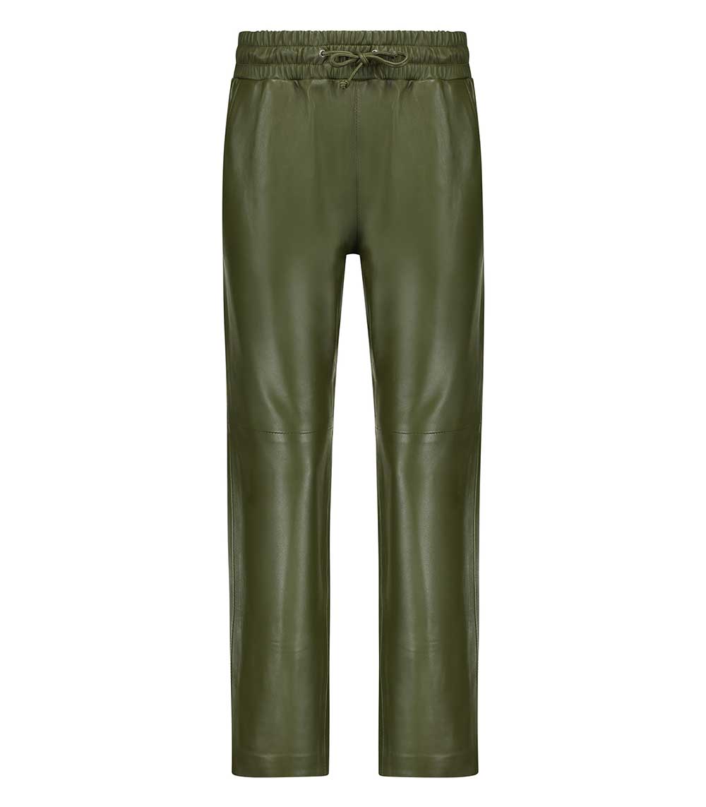 Pantalon en cuir kaki Jane de Boy