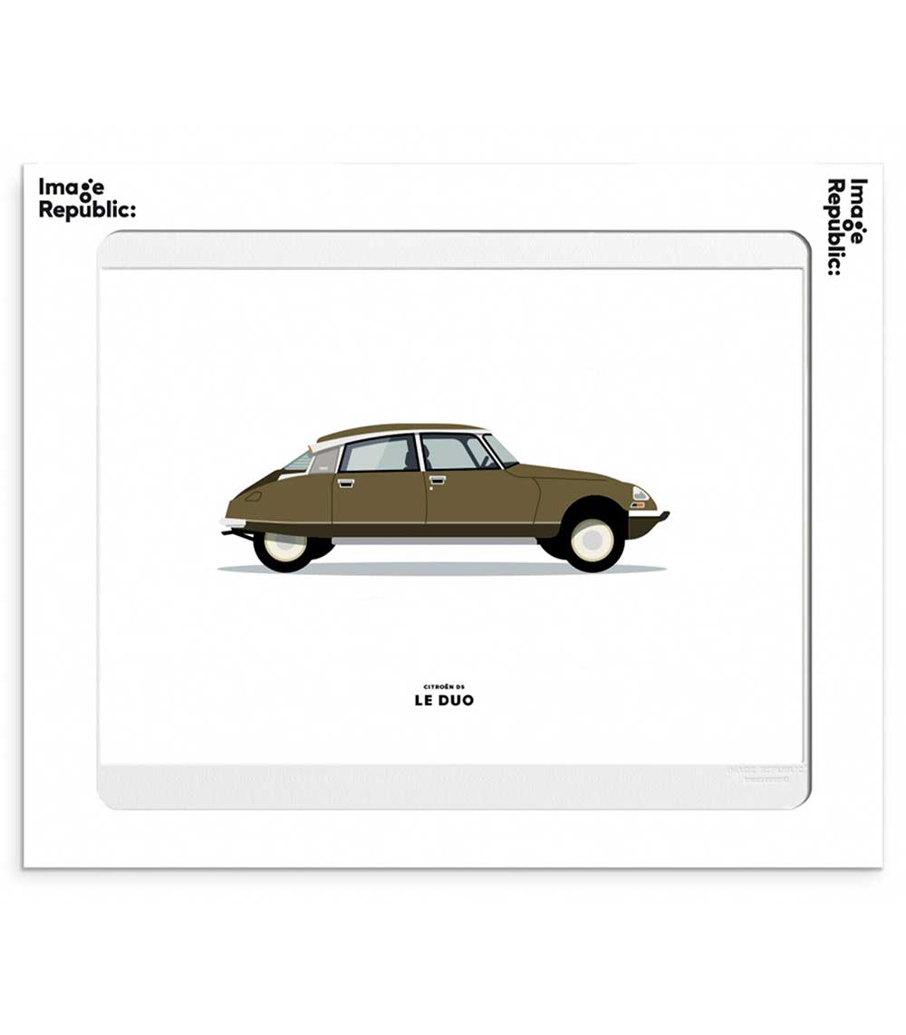 Affiche Le Duo Voiture Citroen DS marron  Image Republic