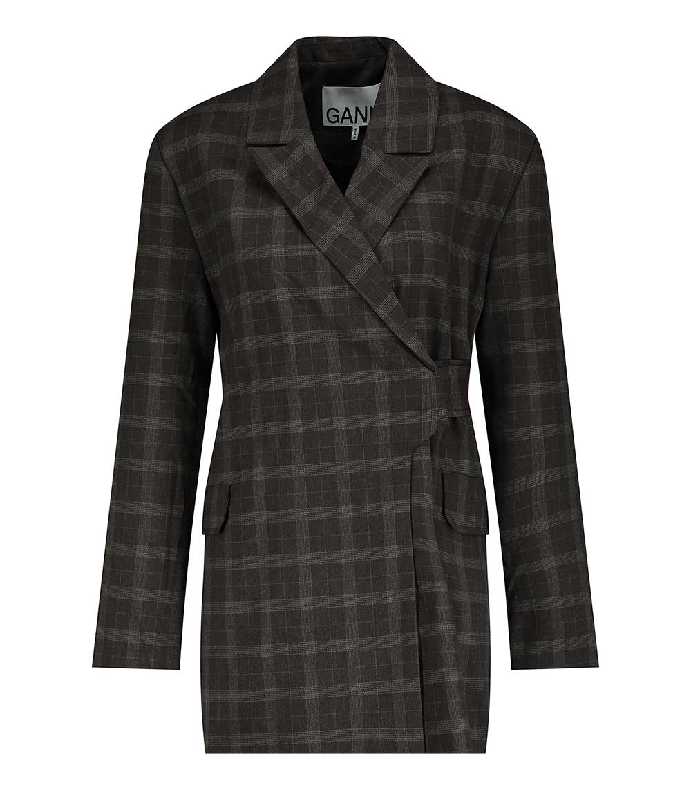 Blazer à carreaux Marron Ganni