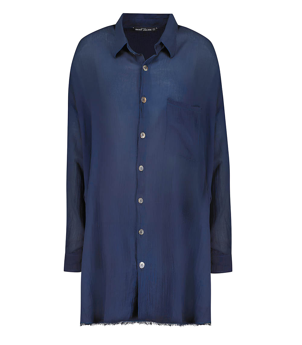 Chemise Oversize Mykonos Bleu Nuit Maison Saint Julien