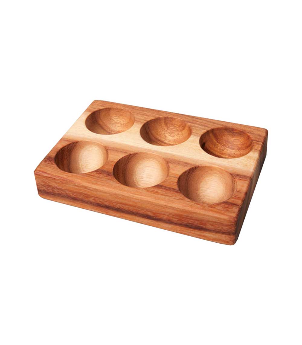 Plateau 6 oeufs en bois d'acacia Be Home