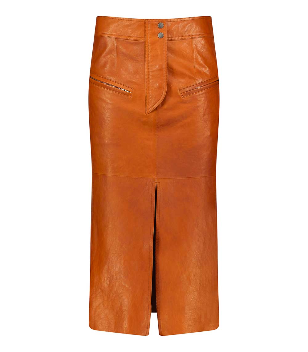 Jupe en cuir Abacate Cognac Isabel Marant