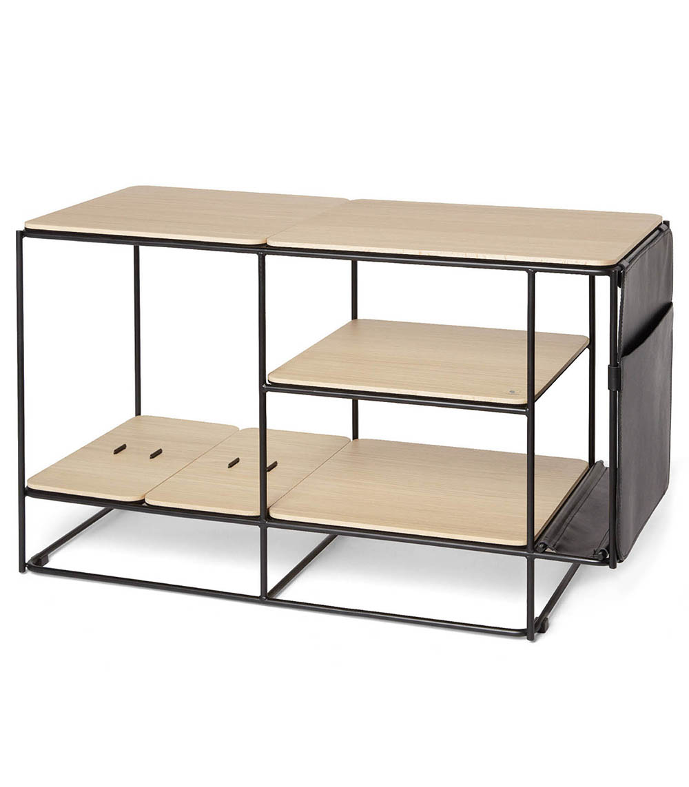 Meuble acoustique et modulable Lines Chêne + Kit accessoires cuir La Boite Concept