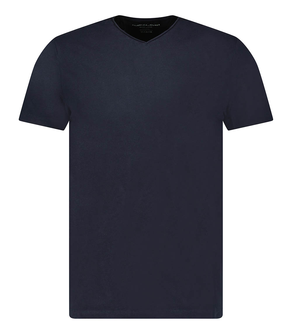 Tee-shirt Homme Col V Manches Courtes Marine Majestic Filatures
