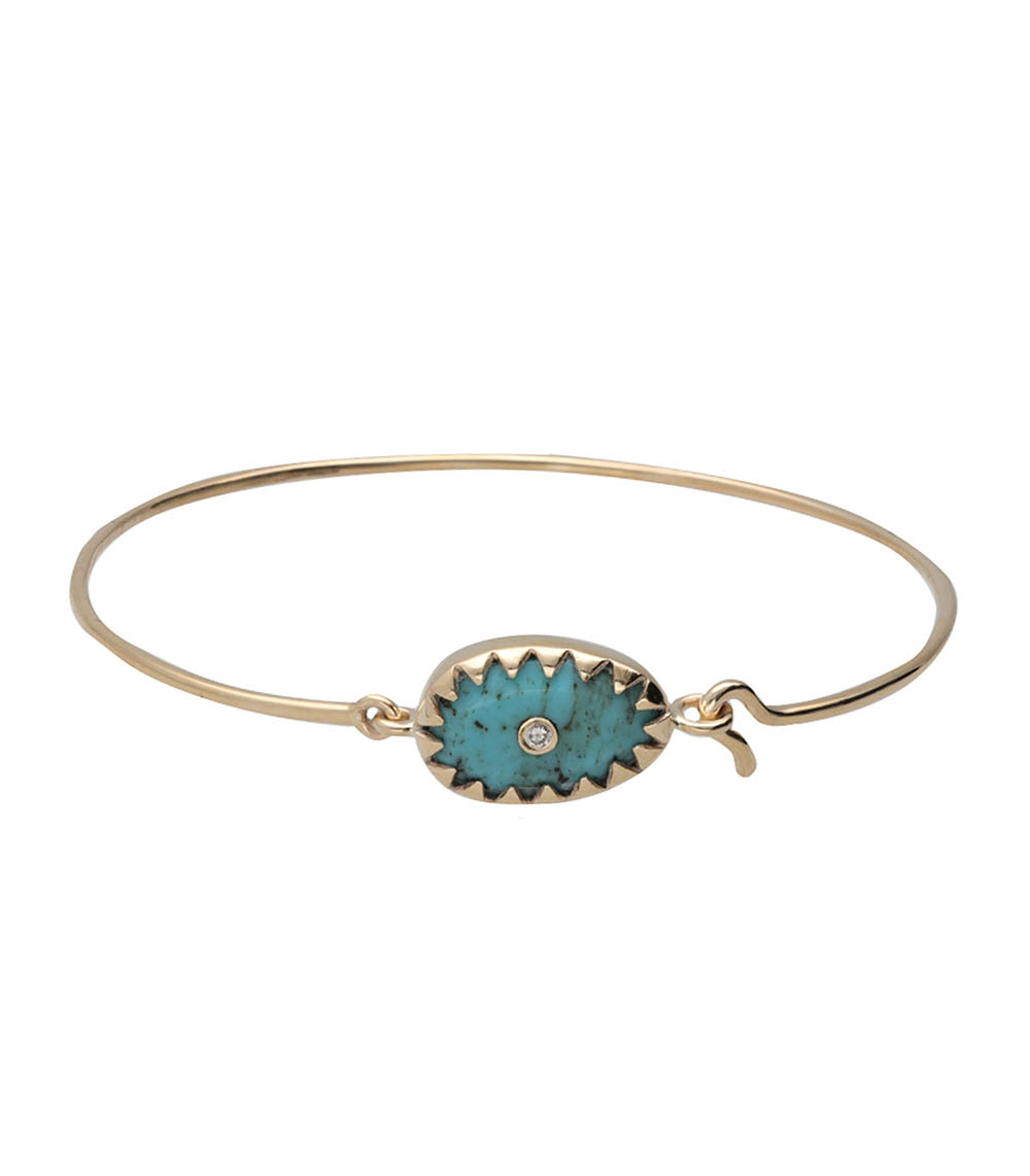  Bracelet Jonc Or Jaune Orso Turquoise Pascale Monvoisin