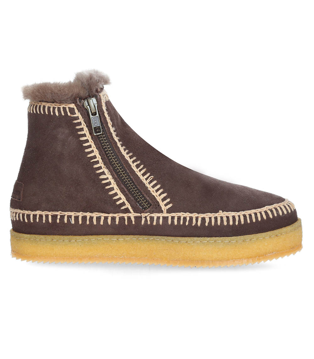 Boots Setsu Crochet Crepe Suede Chocolat/Beige laidback london