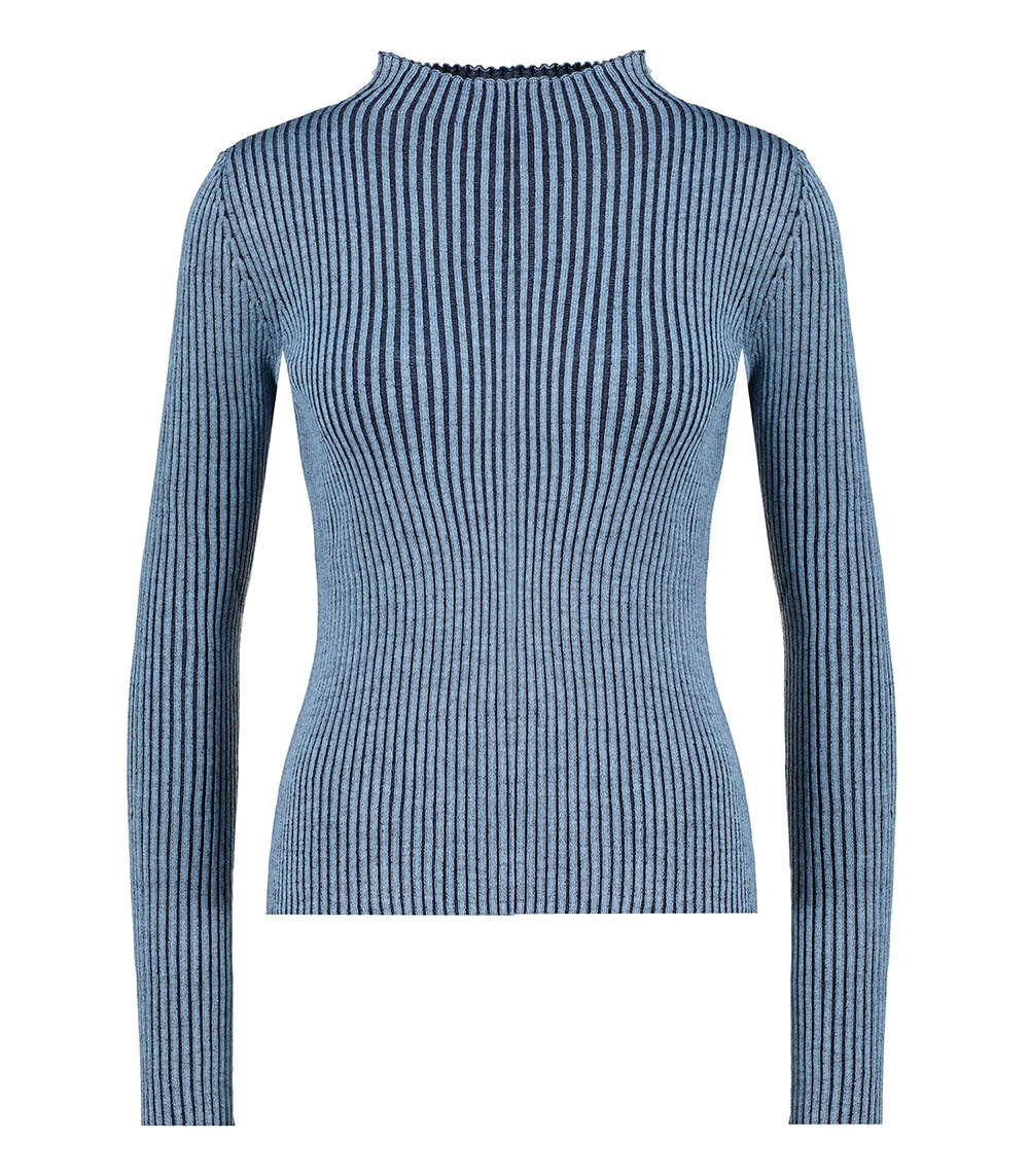 Pull côtelé Lupetto Vanise Bleu Roberto Collina