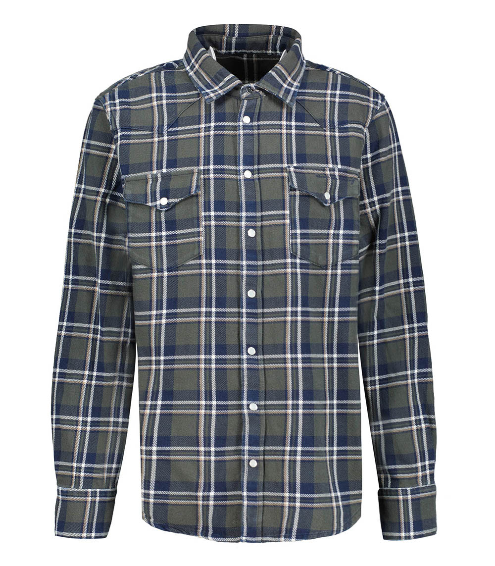 Chemise Homme Manches Longues Carreaux Khaki/Vert Nine in the Morning
