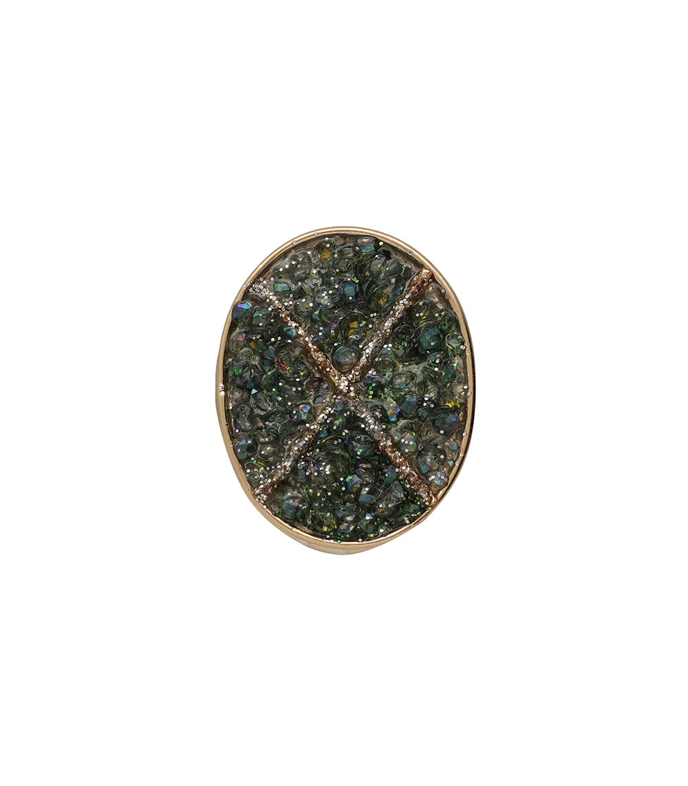 Bague Sublime Stella Croix Fermé Zirconium Vert Lsonge