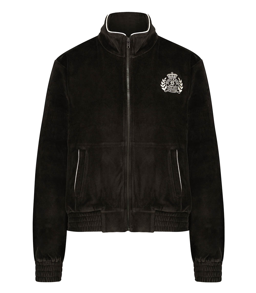 Veste de survêtement en velours NY Crest Chocolate/Cream Sporty & Rich