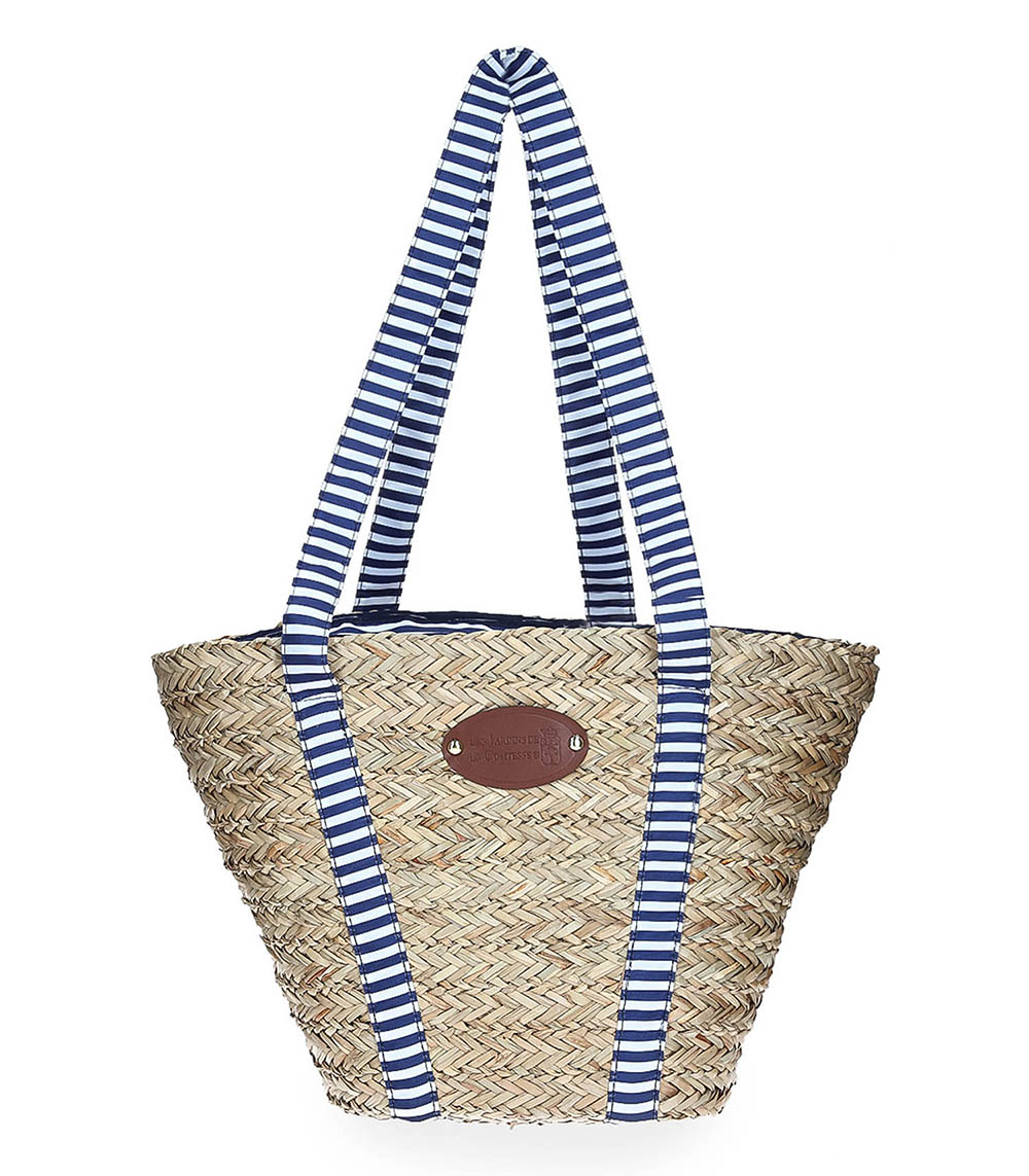 Panier de Plage Pique-Nique Riviera Rayures Bleues Les Jardins de la Comtesse