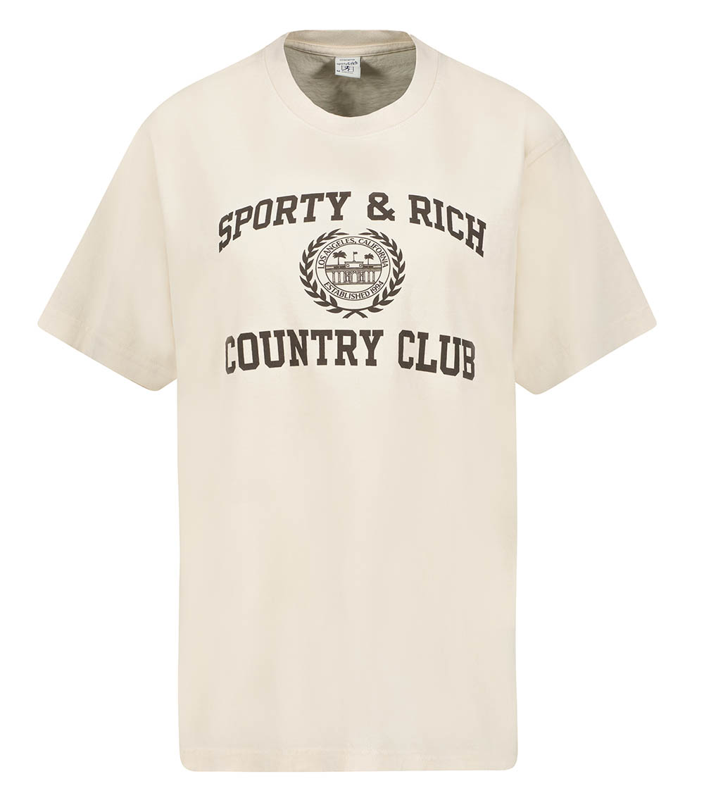 Tee-Shirt Varsity Crest Cream/Chocolate Sporty & Rich