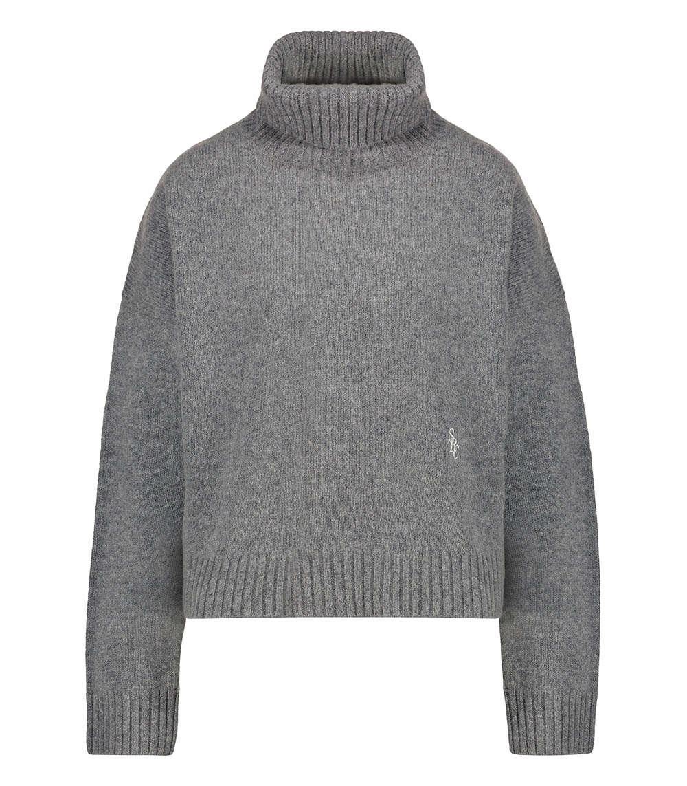 Pull Col Roulé SRC en laine Heather Grey/White Sporty & Rich