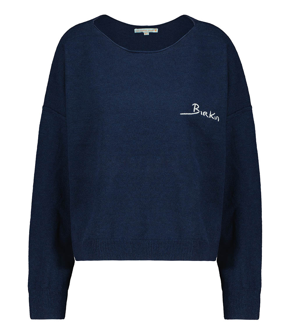 Pull Manches Longues Birkin brodé Marine  La Cabane Orson