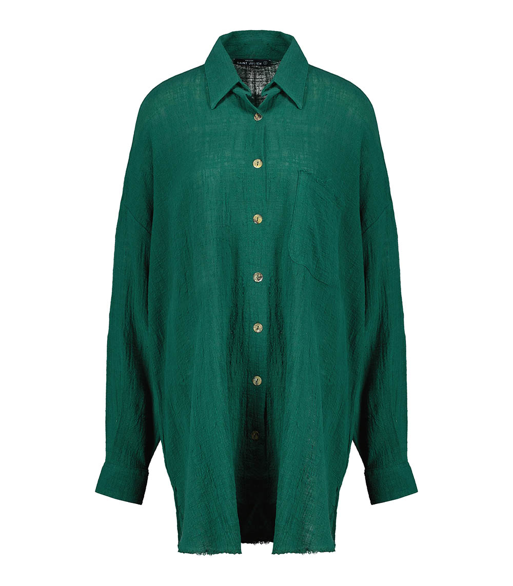 Chemise oversize Mykonos Vert Bouteille Maison Saint Julien