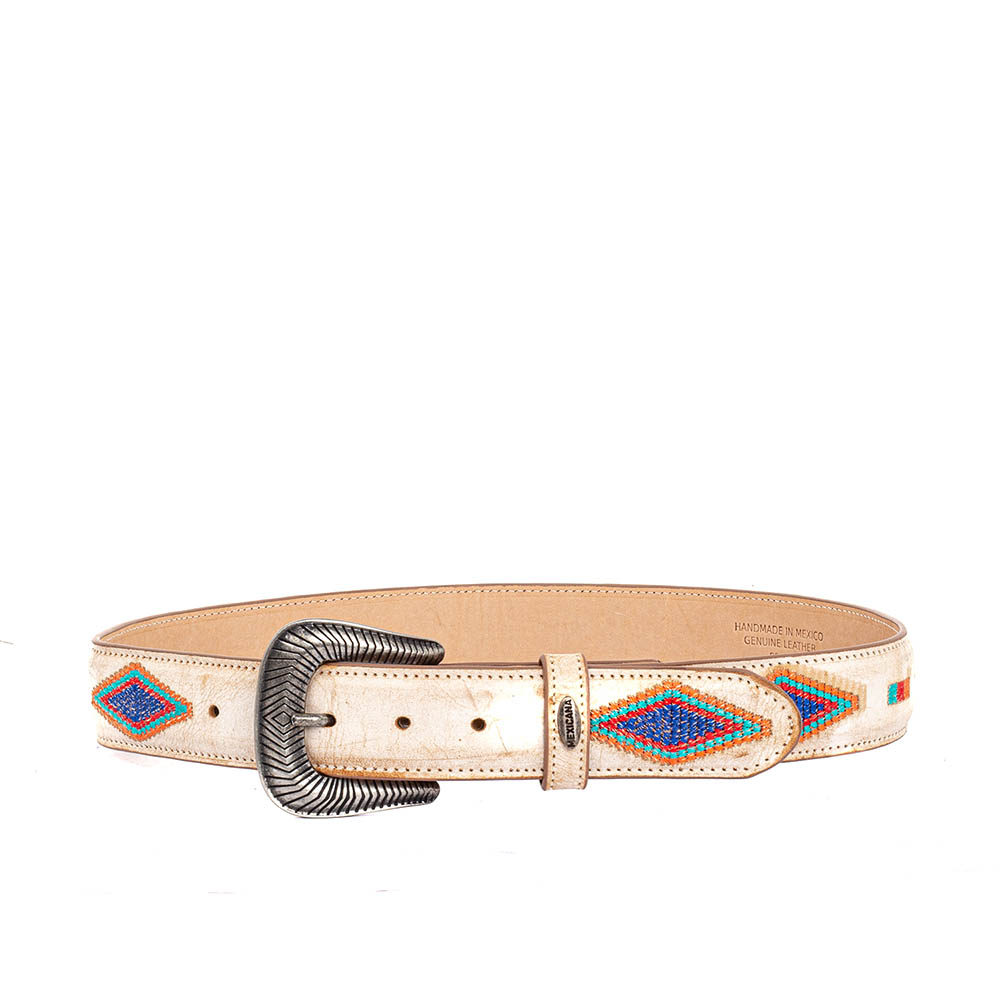 Ceinture en cuir PuntoCruz Rustik Beige Mexicana