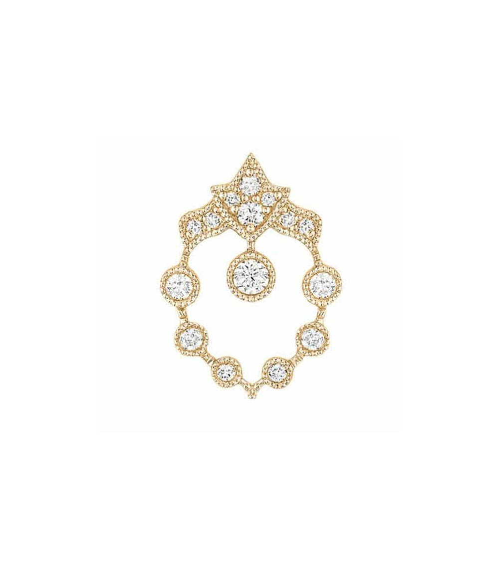 Boucle d'oreille Rêveuse bouton or jaune diamants Stone Paris