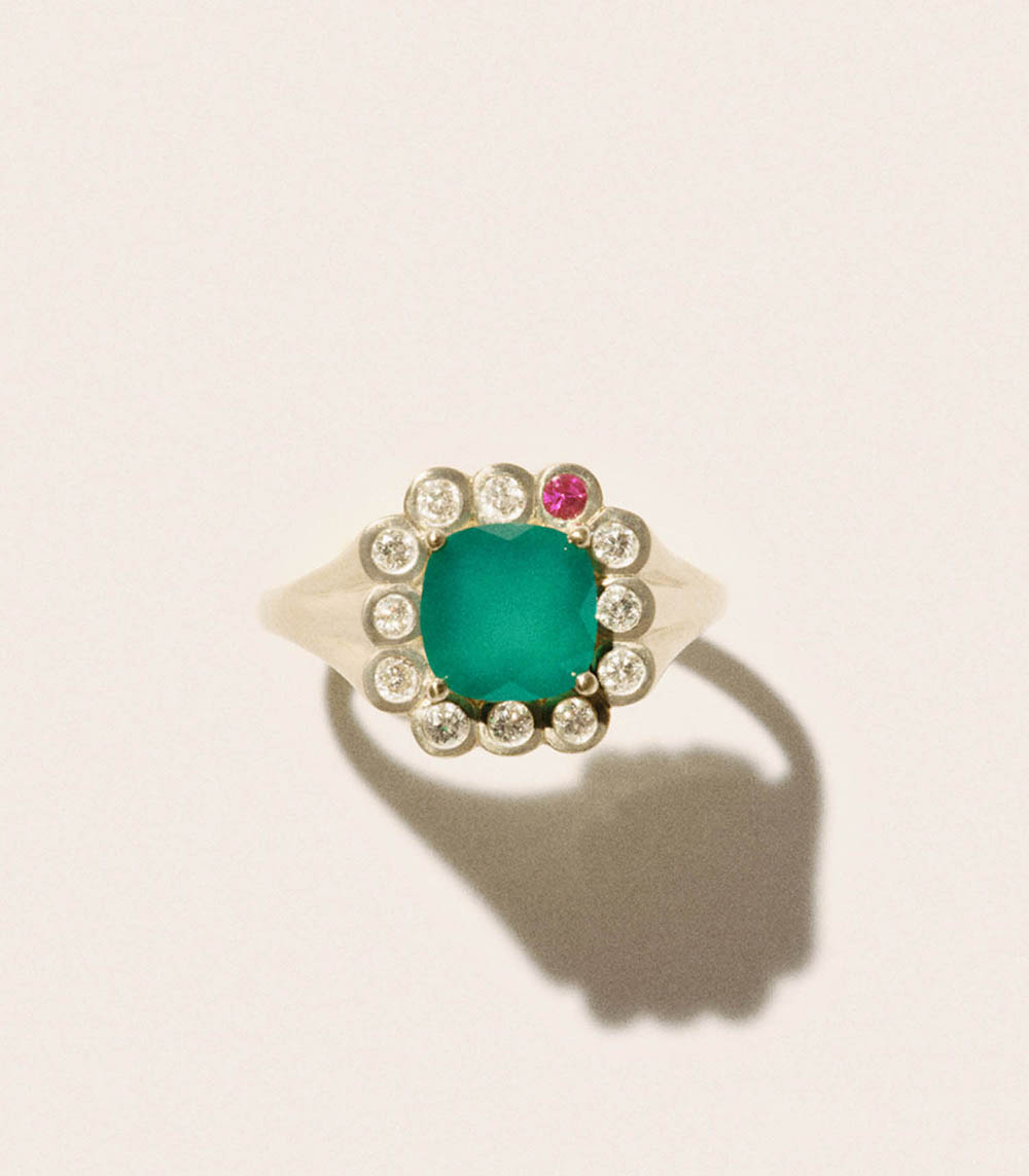 Bague Robin n°1 Calcedoine Verte Pascale Monvoisin