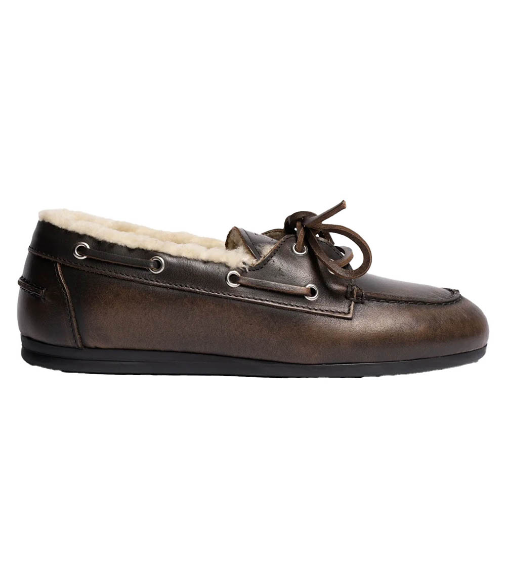 Mocassins Boat Brushed Fur Coffee Posa