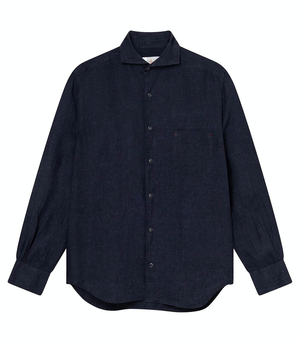 Chemise homme en lin Sahara AD73 Navy ACE DENIM