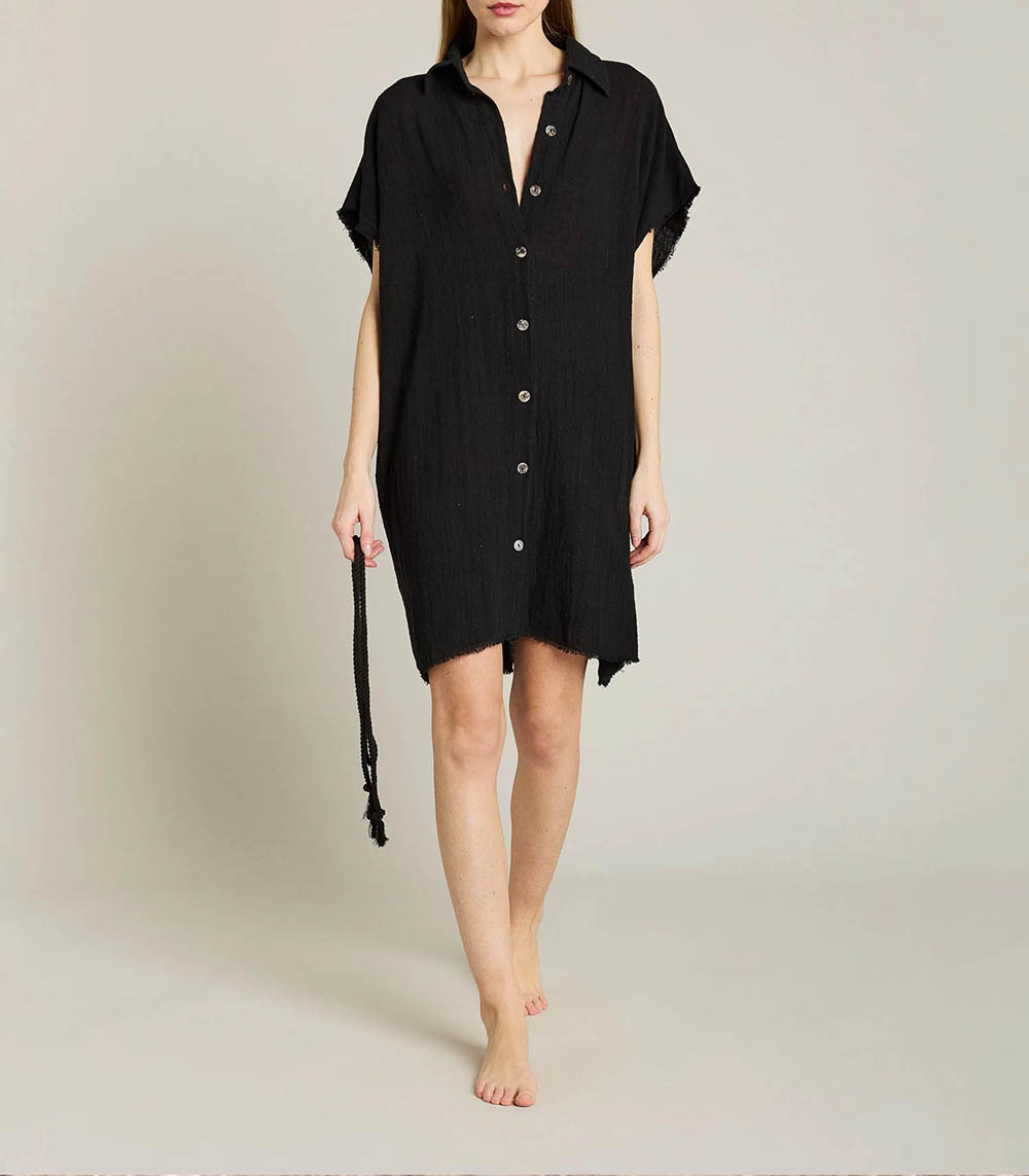 Robe Chemise Paros Black Maison Saint Julien