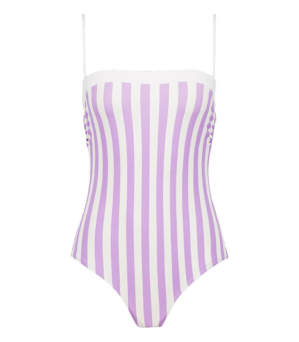 Maillot de bain 1 pièce Le Flamboyant Rayé Lavande Anja