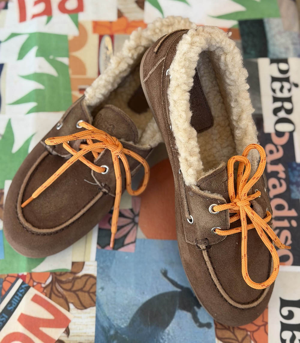 Mocassins Boat Loafer Brushed Fur Suede Dark Brown Posa