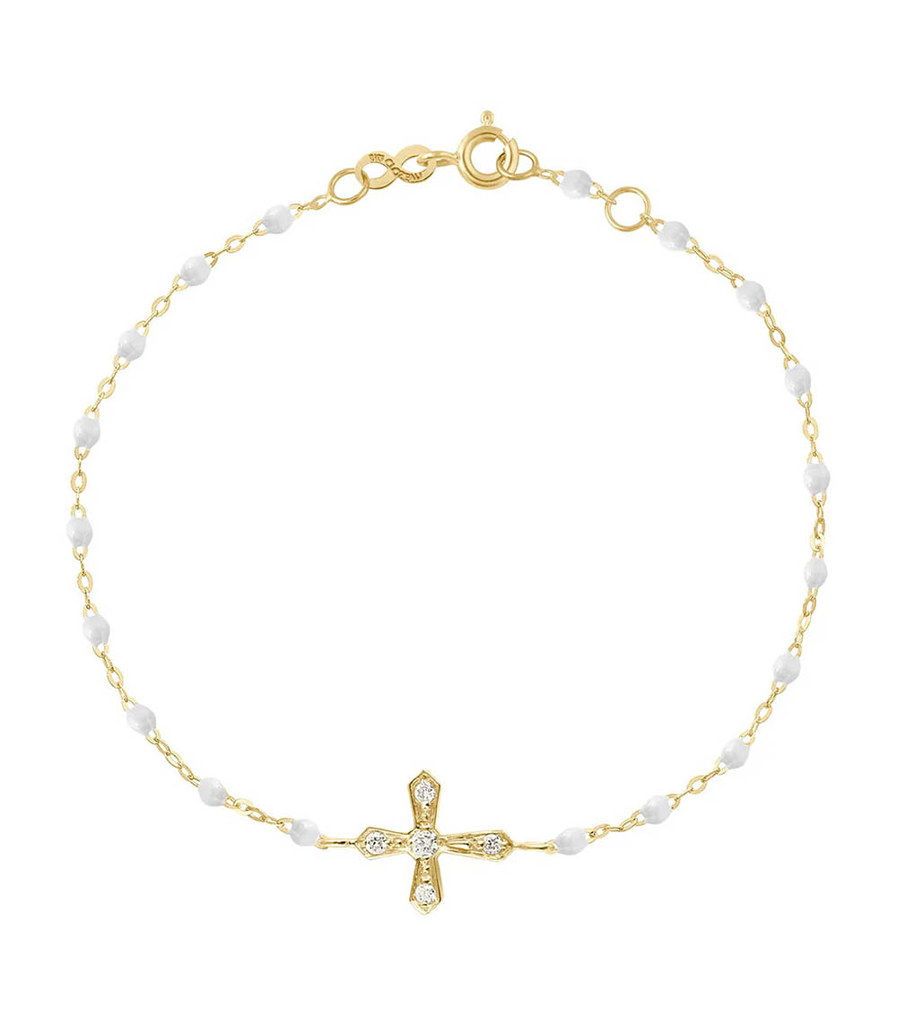 Bracelet Croix Vintage Or Jaune Diamants 17 cm Gigi Clozeau