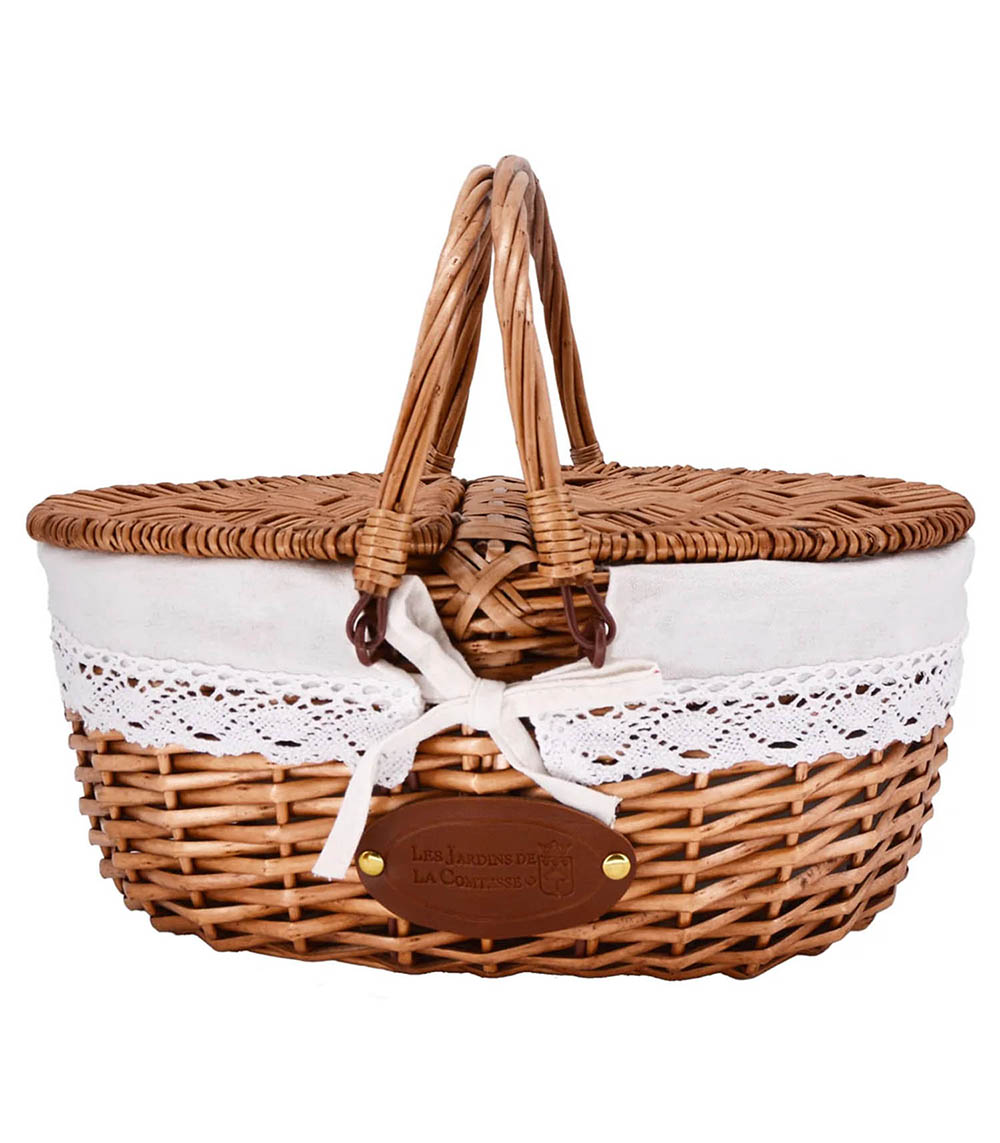 Panier en osier Champêtre Dentelle Les Jardins de la Comtesse