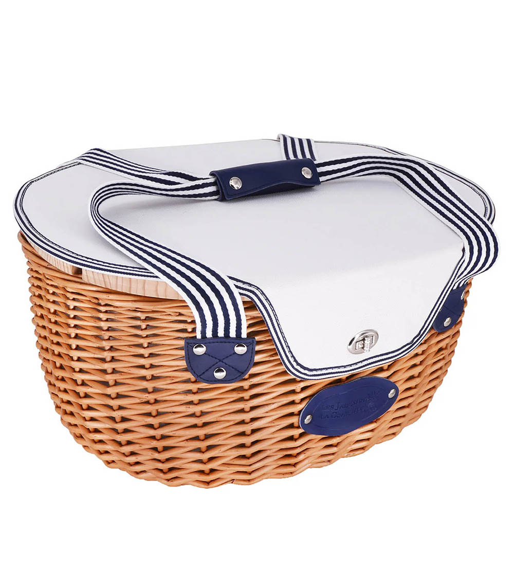 Panier Pique-Nique Belle-Île Rayures Bleu 4 personnes Les Jardins de la Comtesse