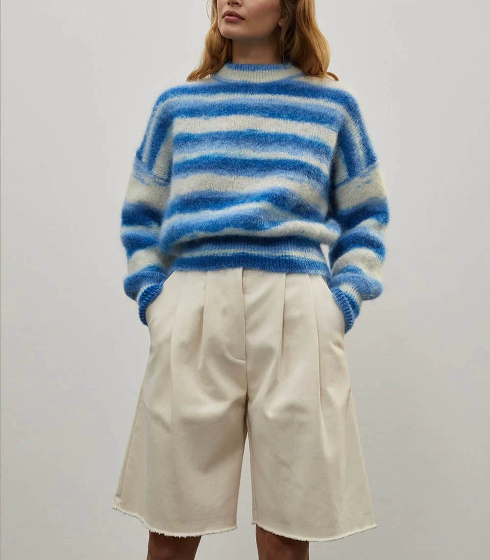 Pull Mohair Mary Rayures Bleues Surprise Paris