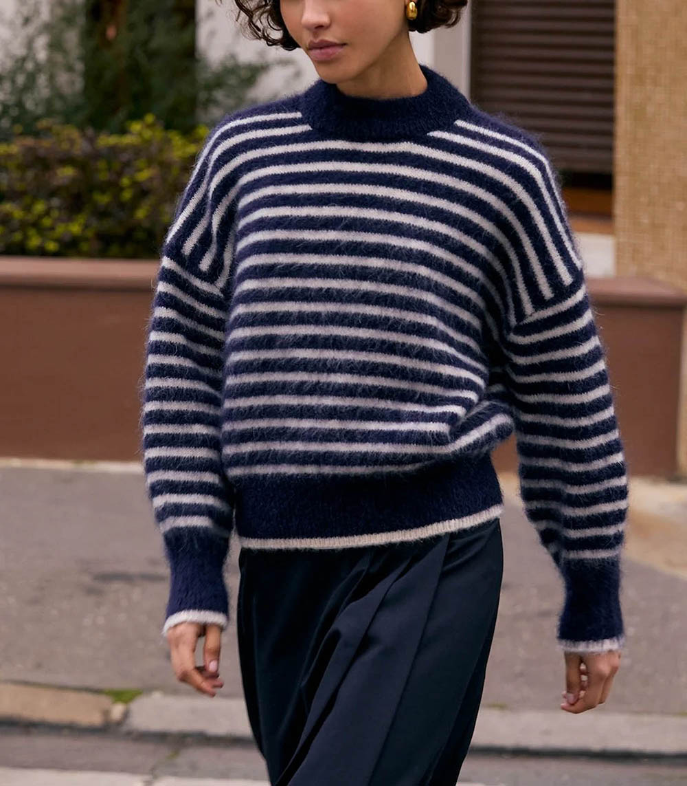 Pull Mohair Lala Rayures Navy/Crème Surprise Paris