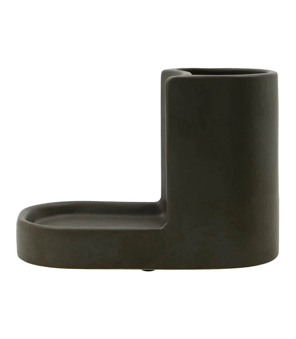 Porte savon et brosse faïence anthracite Meraki