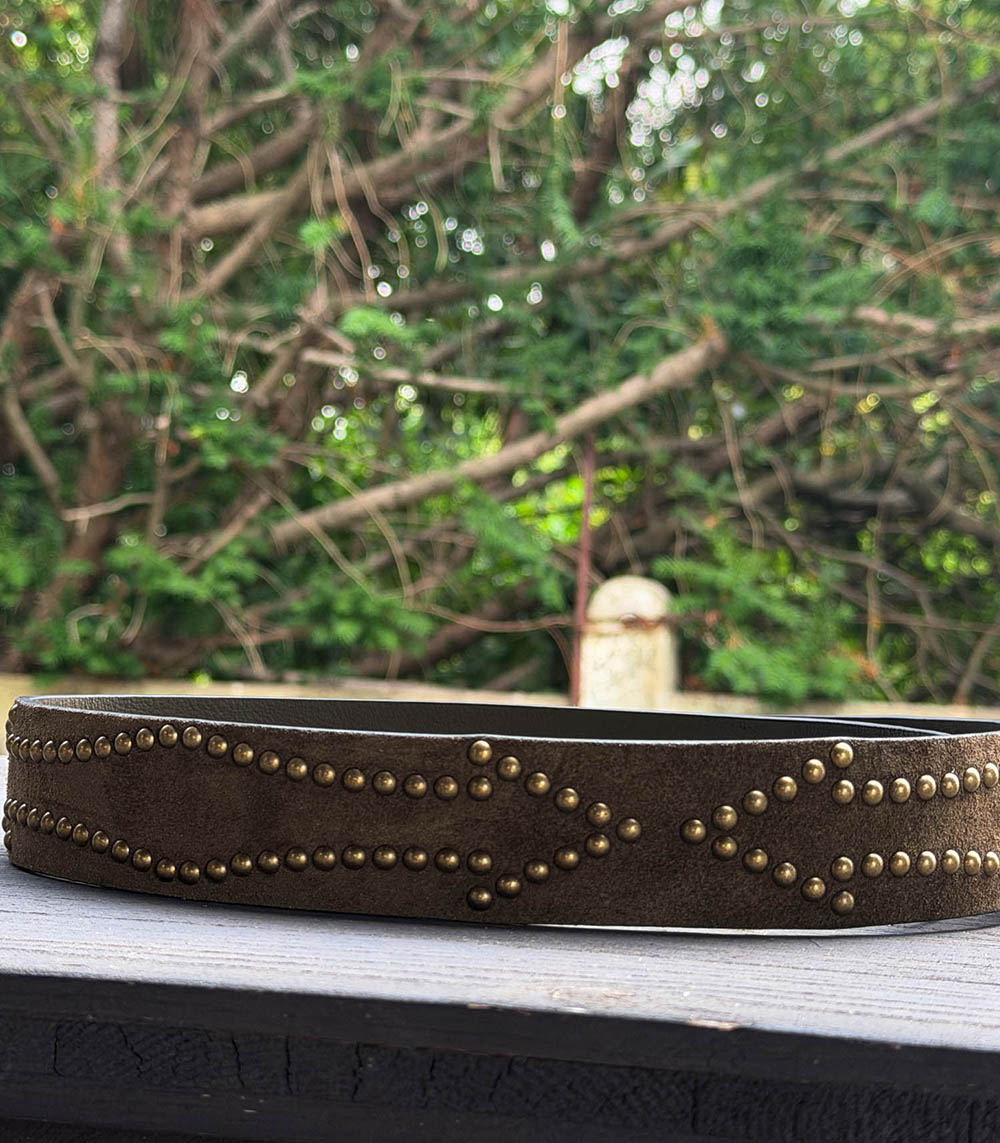 Ceinture en cuir Alicante Olive Studs Bronze Post&Co