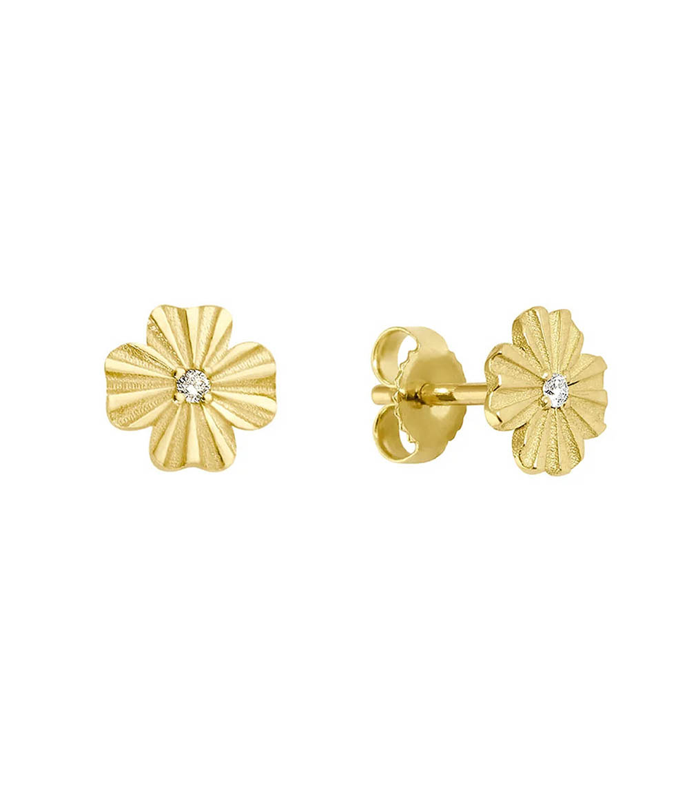 Boucles d'oreilles Trèfle Lumière or jaune et diamants Gigi Clozeau