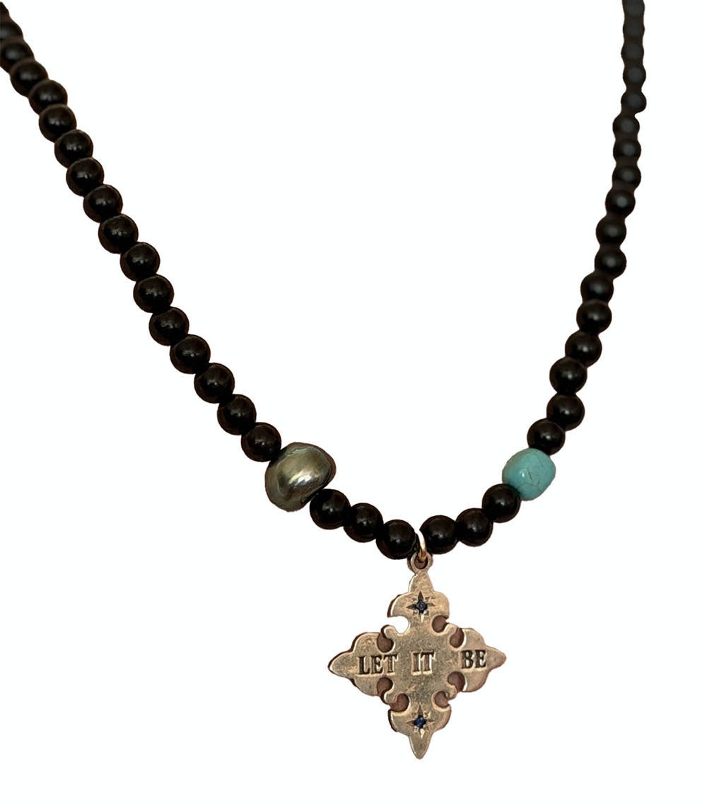 Collier Custom Ringo SS en perles Bois de rose, Turquoise et Perles Catherine Michiels