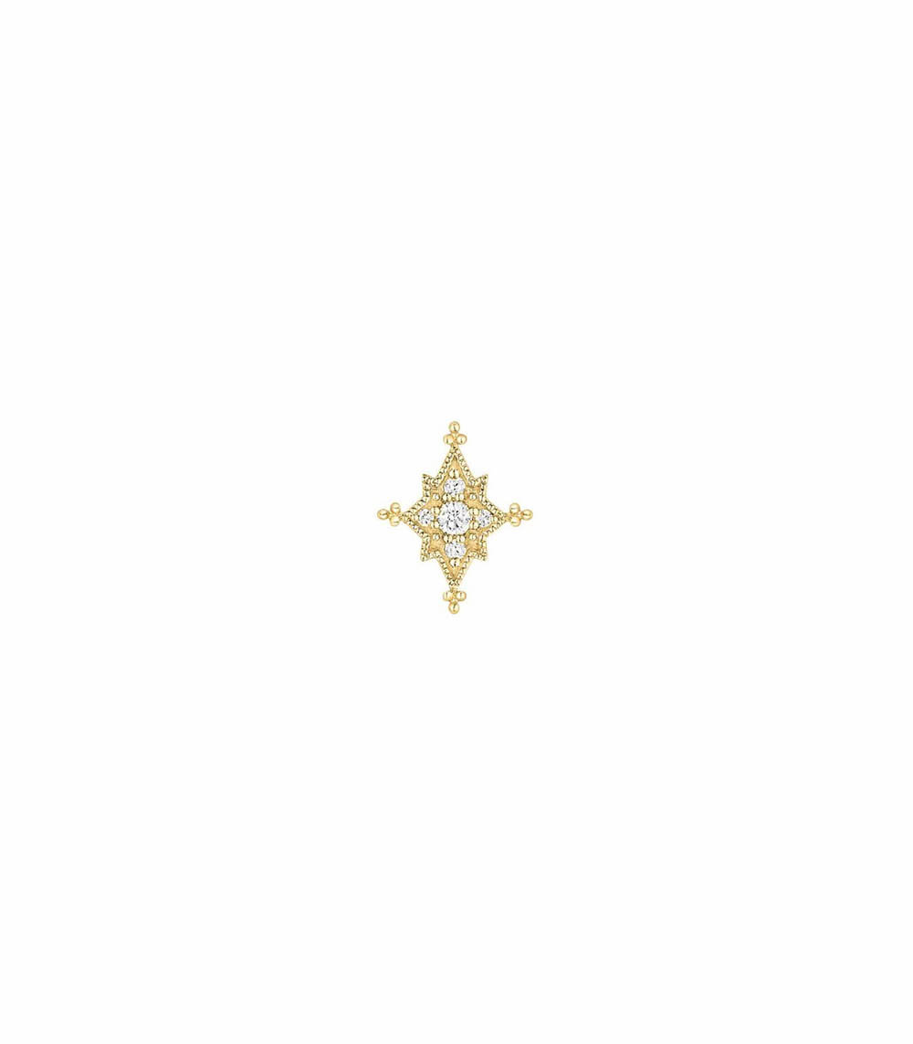 Boucle d'oreille Stella bouton or jaune et diamants Stone Paris