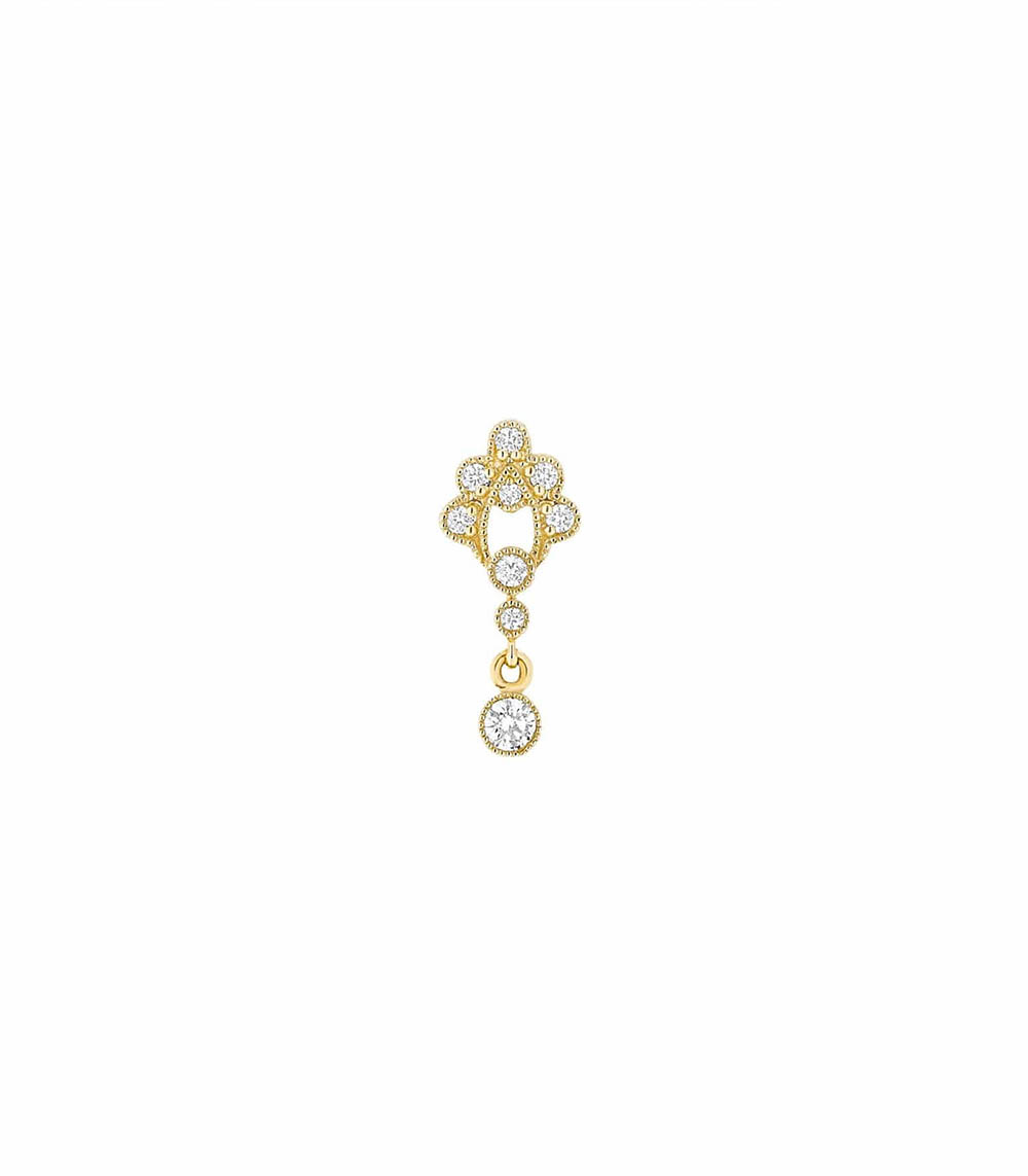 Boucle d'oreille Victoria bouton or jaune et diamants Stone Paris