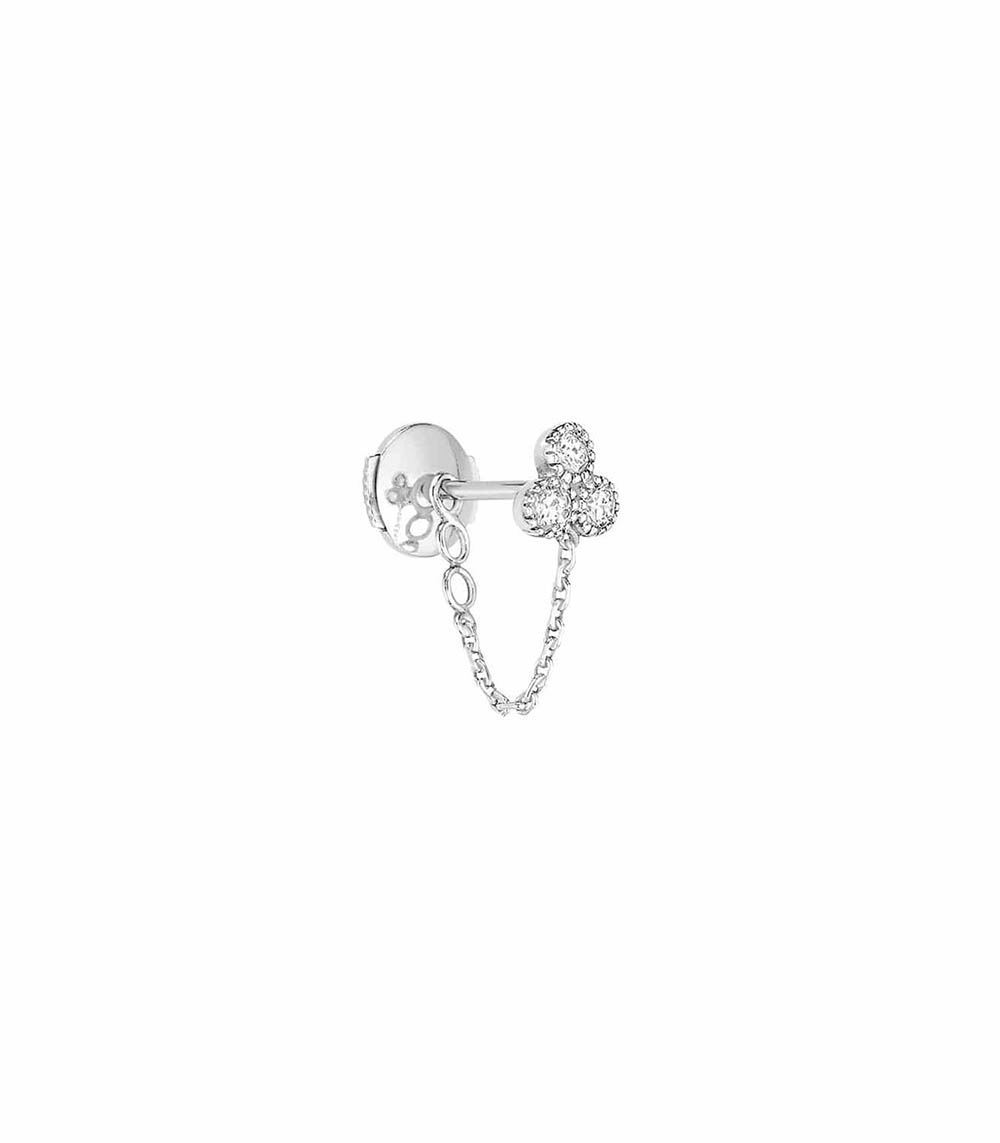 Boucle d'oreille Délicate or blanc et diamants Stone Paris