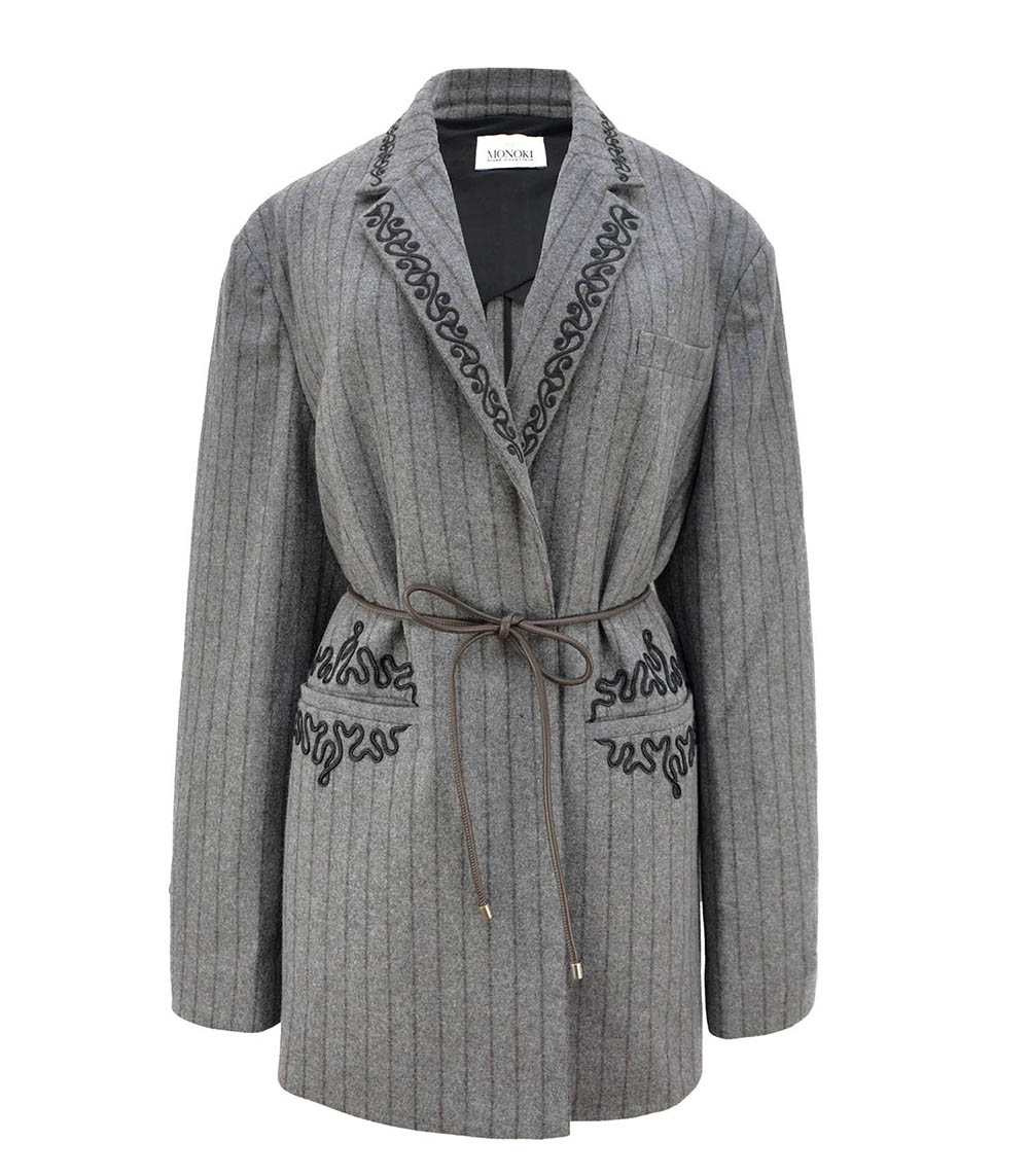 Veste en laine ceinturée Rodrigo Grey Monoki