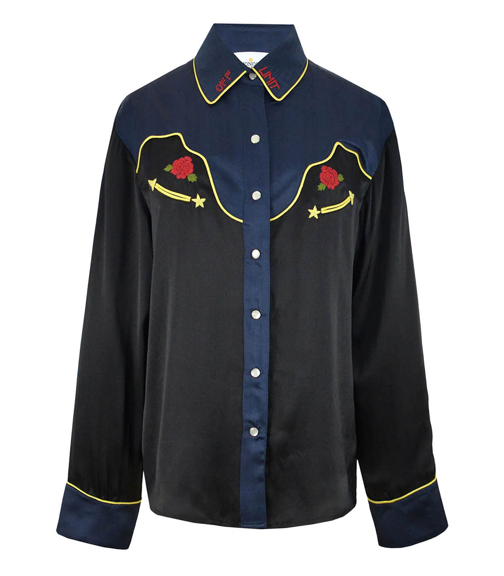 Chemise Dolly en soie Black/Navy Monoki