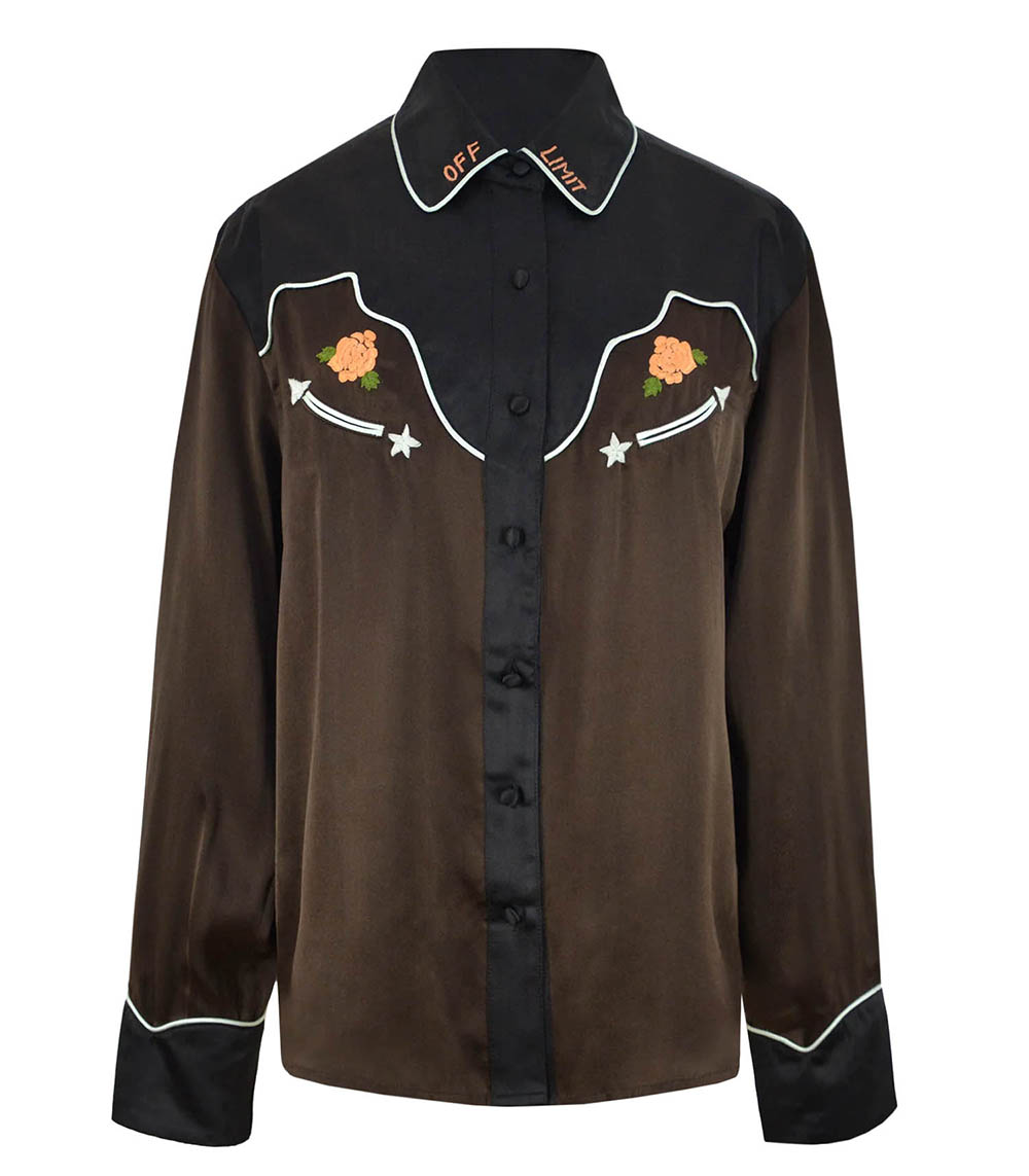 Chemise Dolly en soie Brown/Navy Monoki
