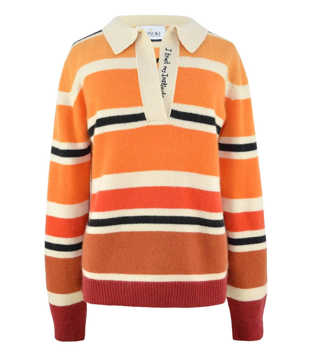 Polo en cachemire rayé Orange Combo Monoki