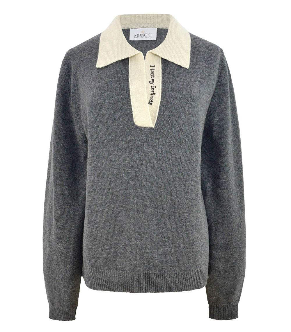 Polo cachemire uni Grey Monoki