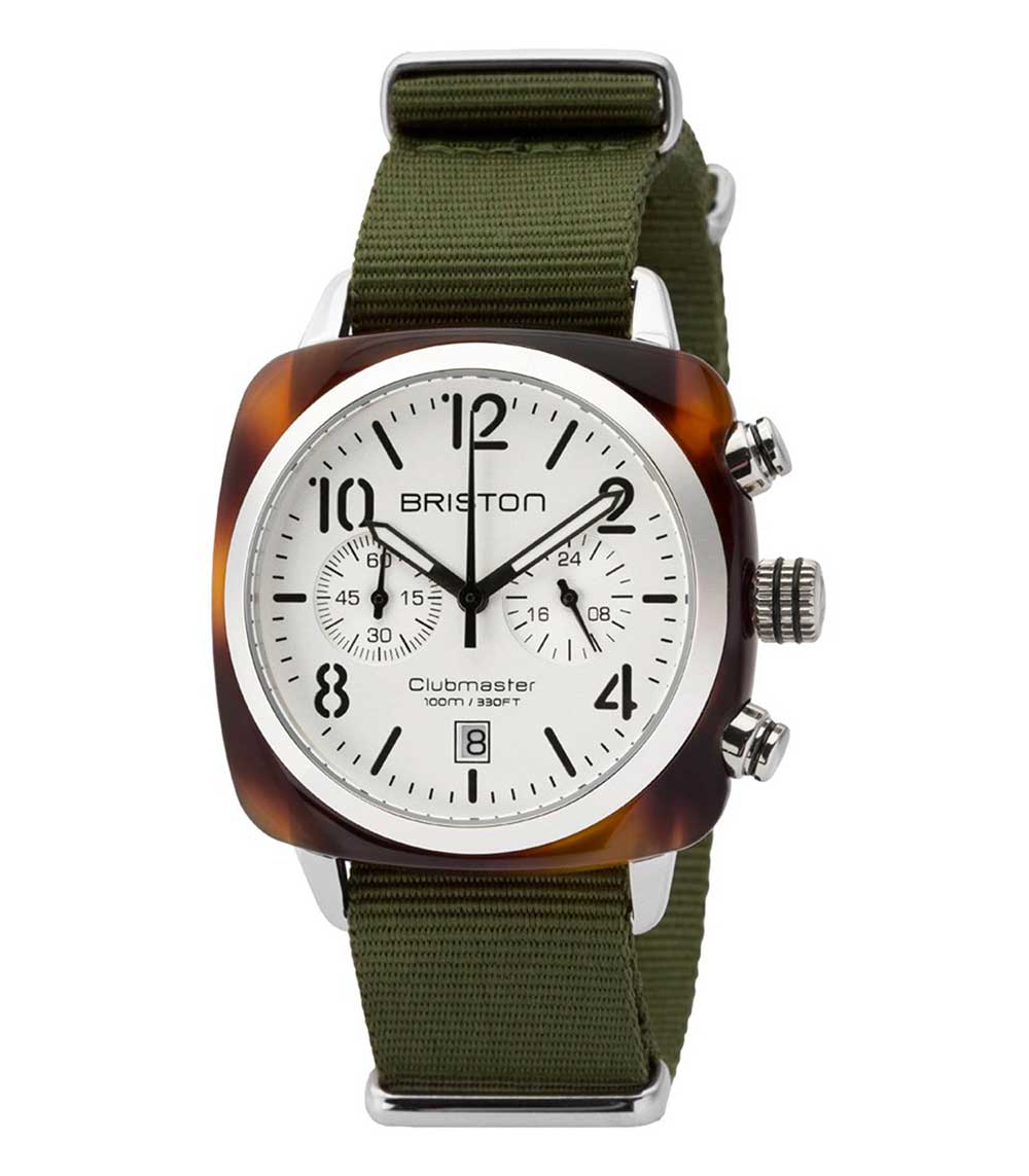 Montre Clubmaster Classic Chrono Tortoise - Kaki/Blanc Briston